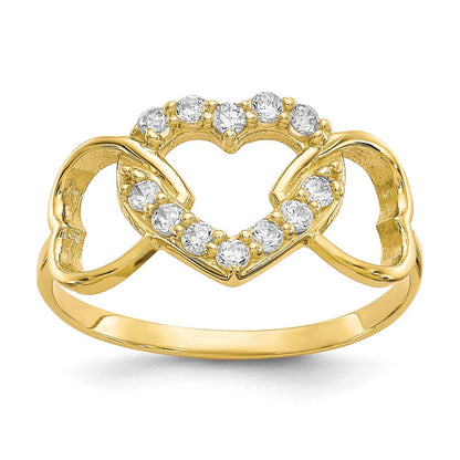 10K Gelbgold Zirkonia Herz Ring