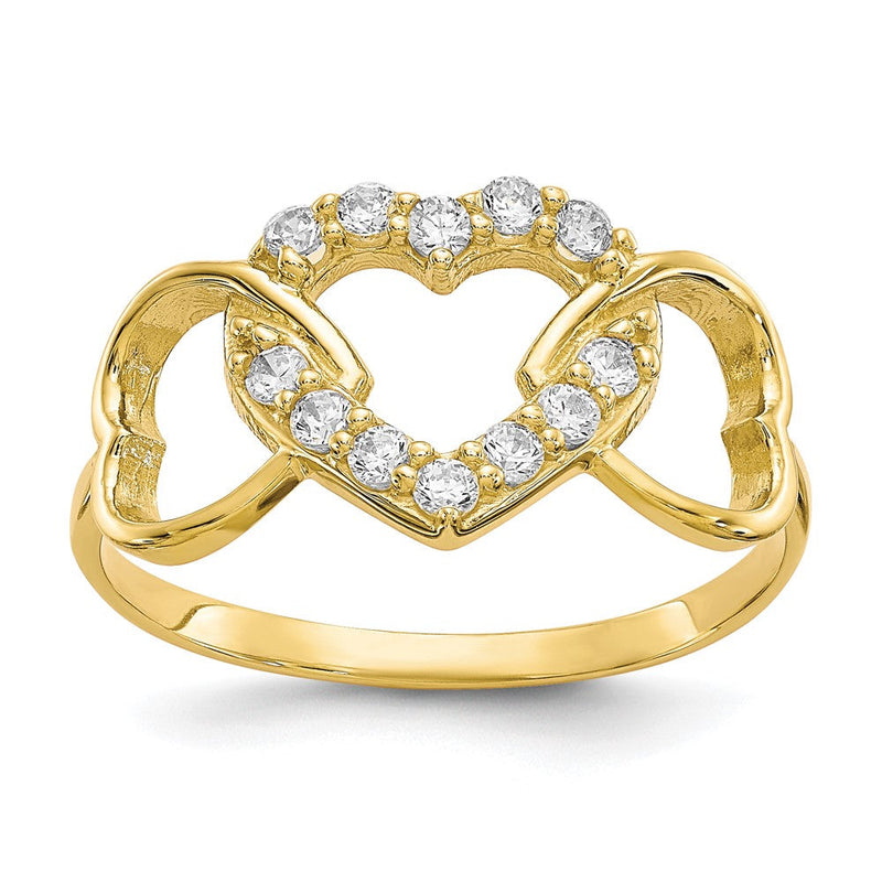 10K Gelbgold Zirkonia Herz Ring
