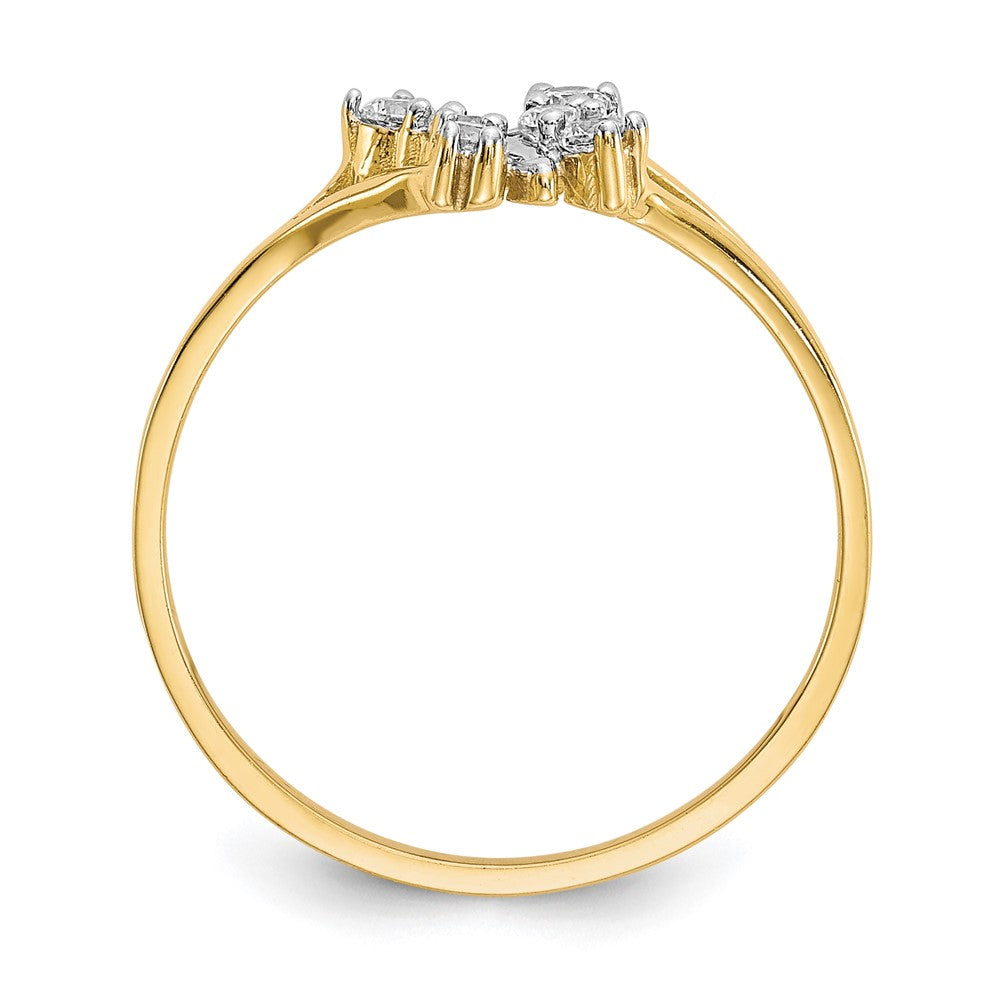 10K Gelb mit Rhodium 10K Zirkonia Schmetterling Ring