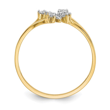 10K Gelb mit Rhodium 10K Zirkonia Schmetterling Ring
