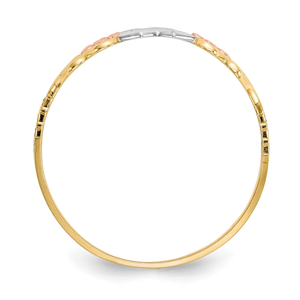 10K Zweifarbiges Gold mit Weißrhodium Doppelherz-Ring