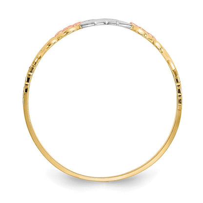 10K Zweifarbiges Gold mit Weißrhodium Doppelherz-Ring
