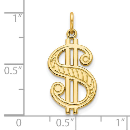 10K Gelbgold Massiv Poliert Dollar Zeichen Charm