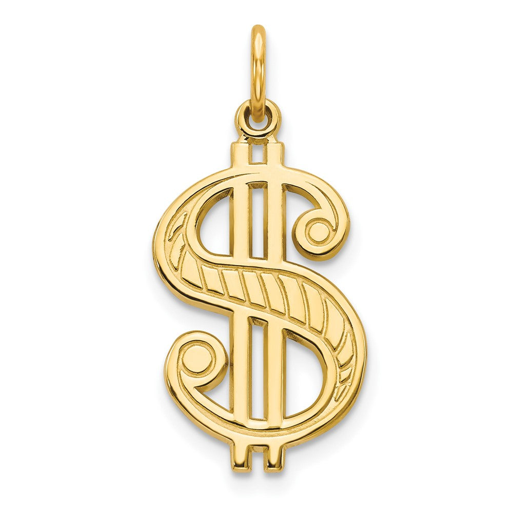 10K Gelbgold Massiv Poliert Dollar Zeichen Charm