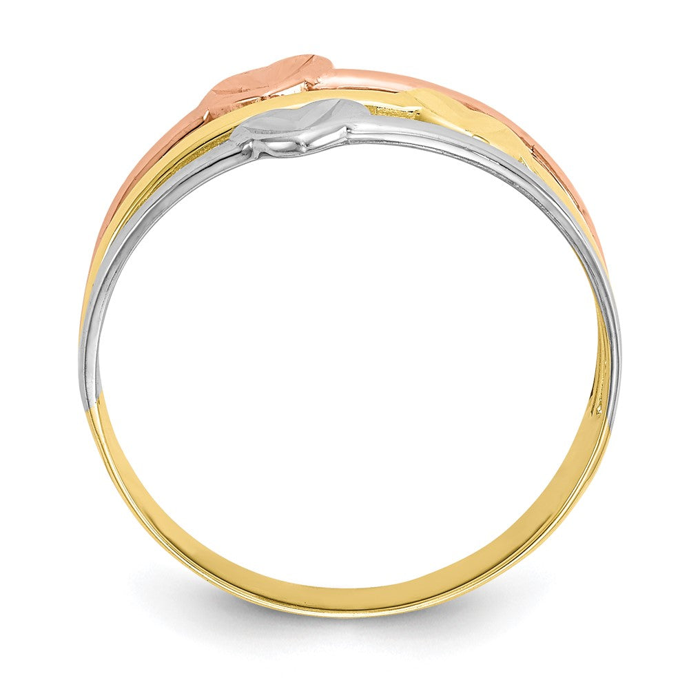 10K Zweifarbiges Gold mit weißem Rhodium polierter Herz-Ring