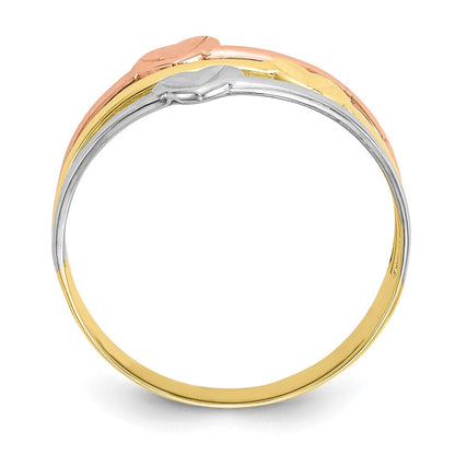 10K Zweifarbiges Gold mit weißem Rhodium polierter Herz-Ring