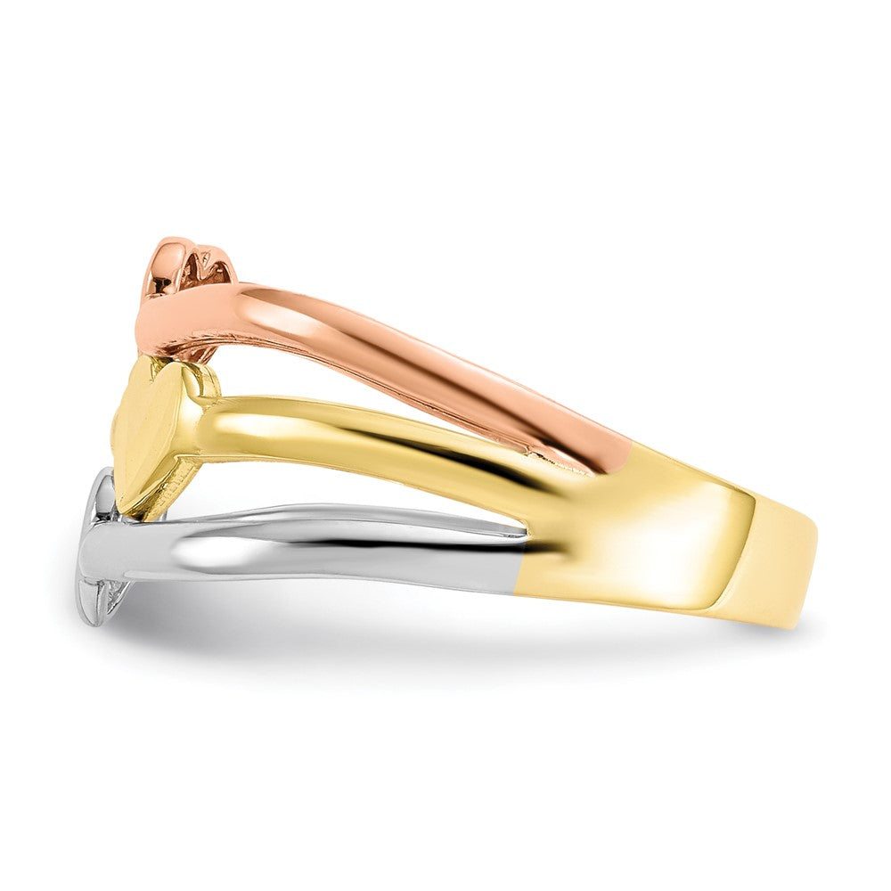 10K Zweifarbiges Gold mit weißem Rhodium polierter Herz-Ring