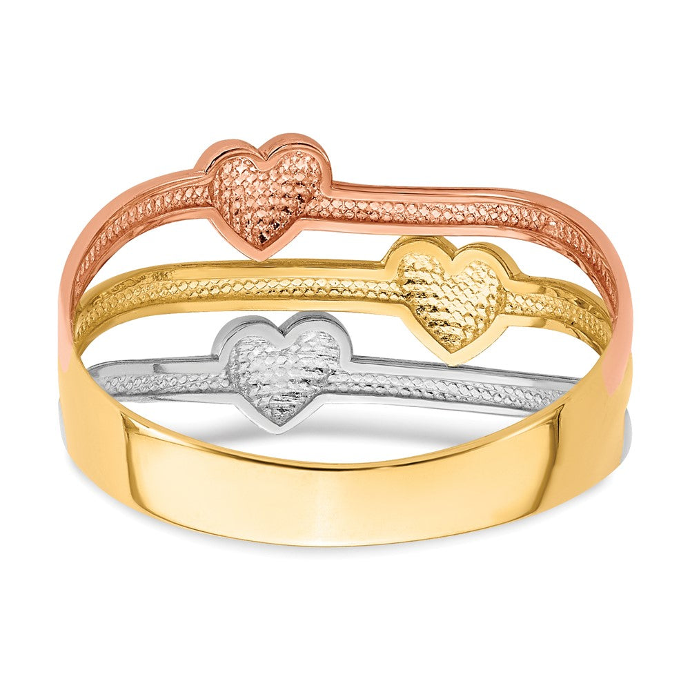 10K Zweifarbiges Gold mit weißem Rhodium polierter Herz-Ring