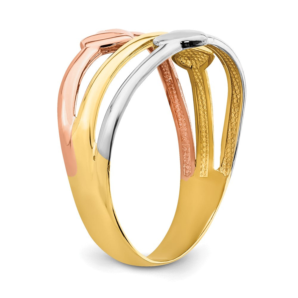 10K Zweifarbiges Gold mit weißem Rhodium polierter Herz-Ring