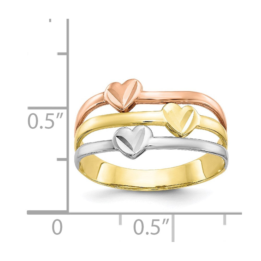 10K Zweifarbiges Gold mit weißem Rhodium polierter Herz-Ring