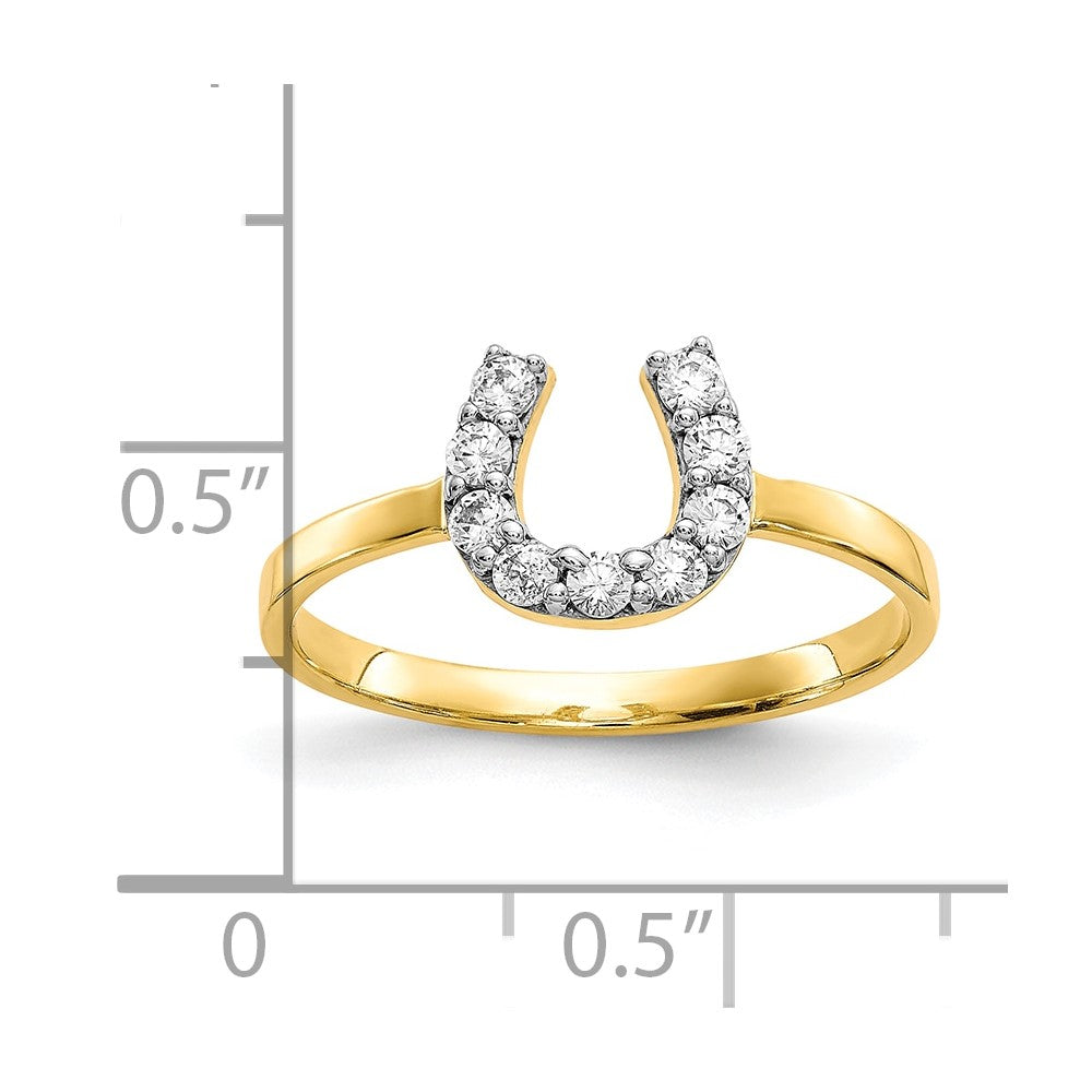 10K Gelbgold Zirkonia Pferd Schuh Ring
