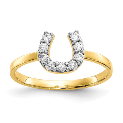10K Gelbgold Zirkonia Pferd Schuh Ring