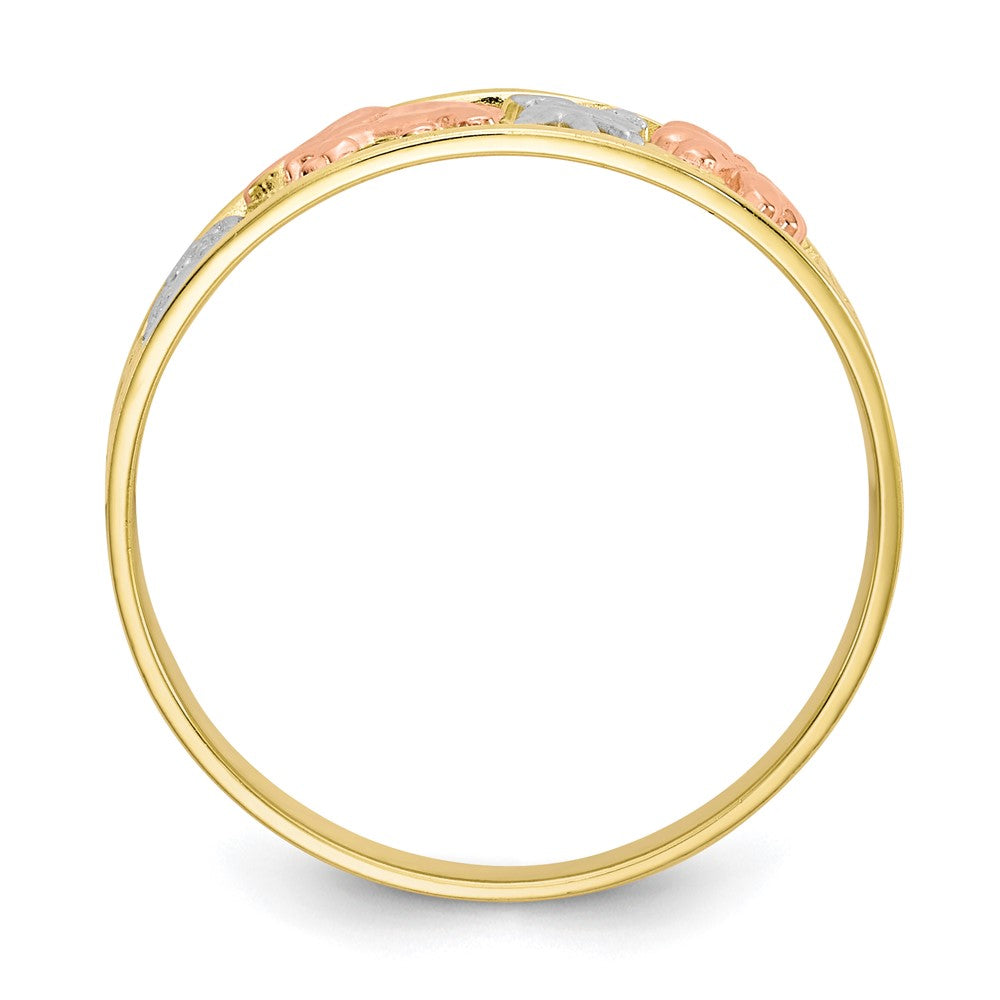 10-karätiger zweifarbiger Gold-Ring mit Weiß-Rhodinierung „Viel Glück"