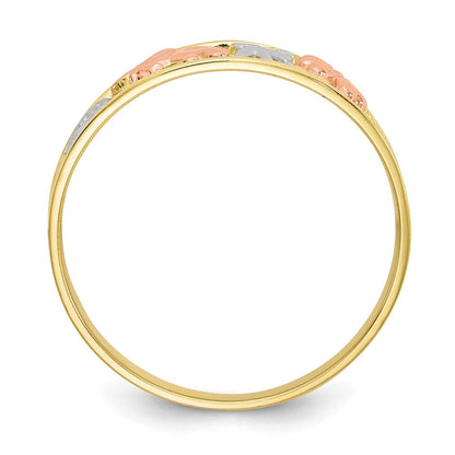 10-karätiger zweifarbiger Gold-Ring mit Weiß-Rhodinierung „Viel Glück"