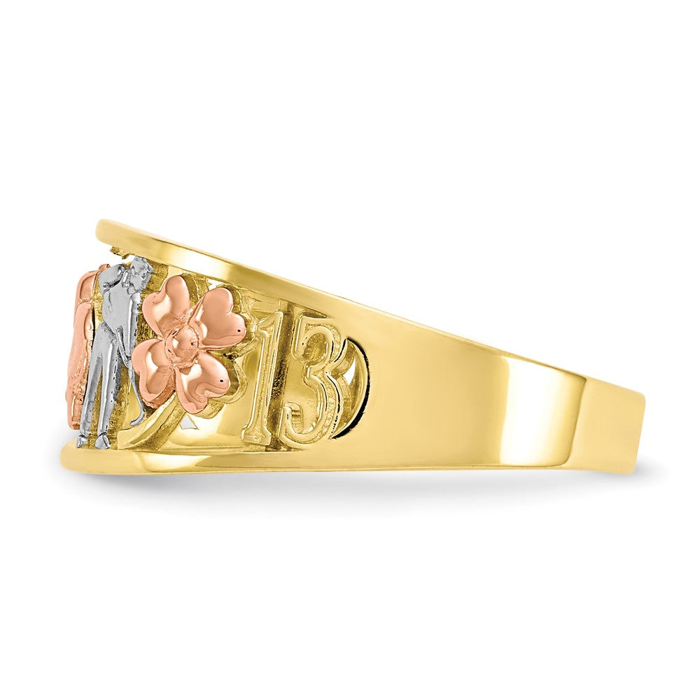 10-karätiger zweifarbiger Gold-Ring mit Weiß-Rhodinierung „Viel Glück"