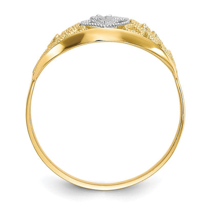 10K Gelbgold Ring mit Rhodium-Filigran-Herz