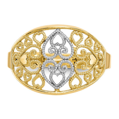 10K Gelbgold Ring mit Rhodium-Filigran-Herz