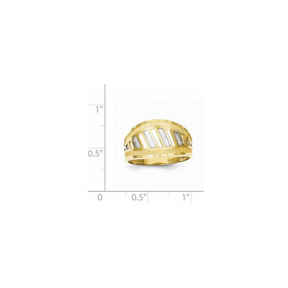 10K Gelbgold & Rhodium diamantgeschliffener Ring