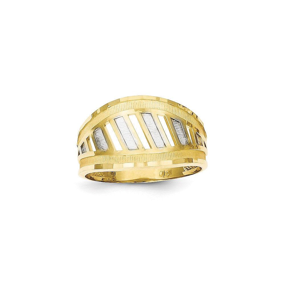 10K Gelbgold & Rhodium diamantgeschliffener Ring