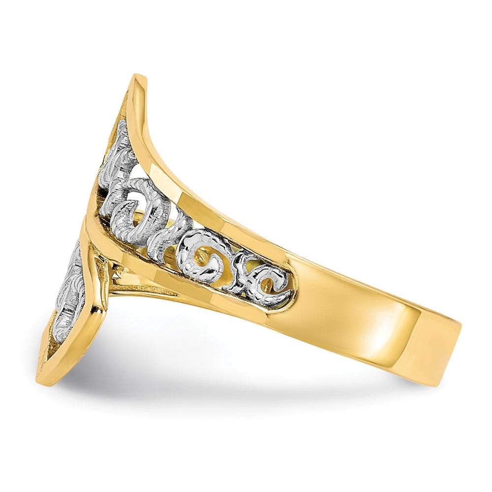 10K Gelbgold & Rhodium Filigranring