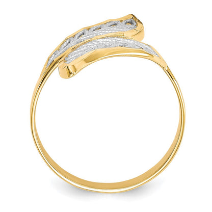 10K Gelbgold Ring mit Rhodium, diamantgeschliffenem Filigran