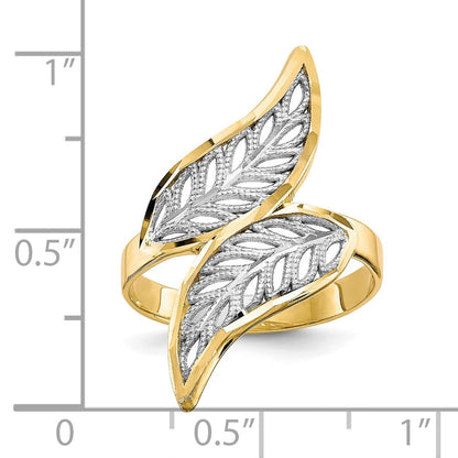 10K Gelbgold Ring mit Rhodium, diamantgeschliffenem Filigran