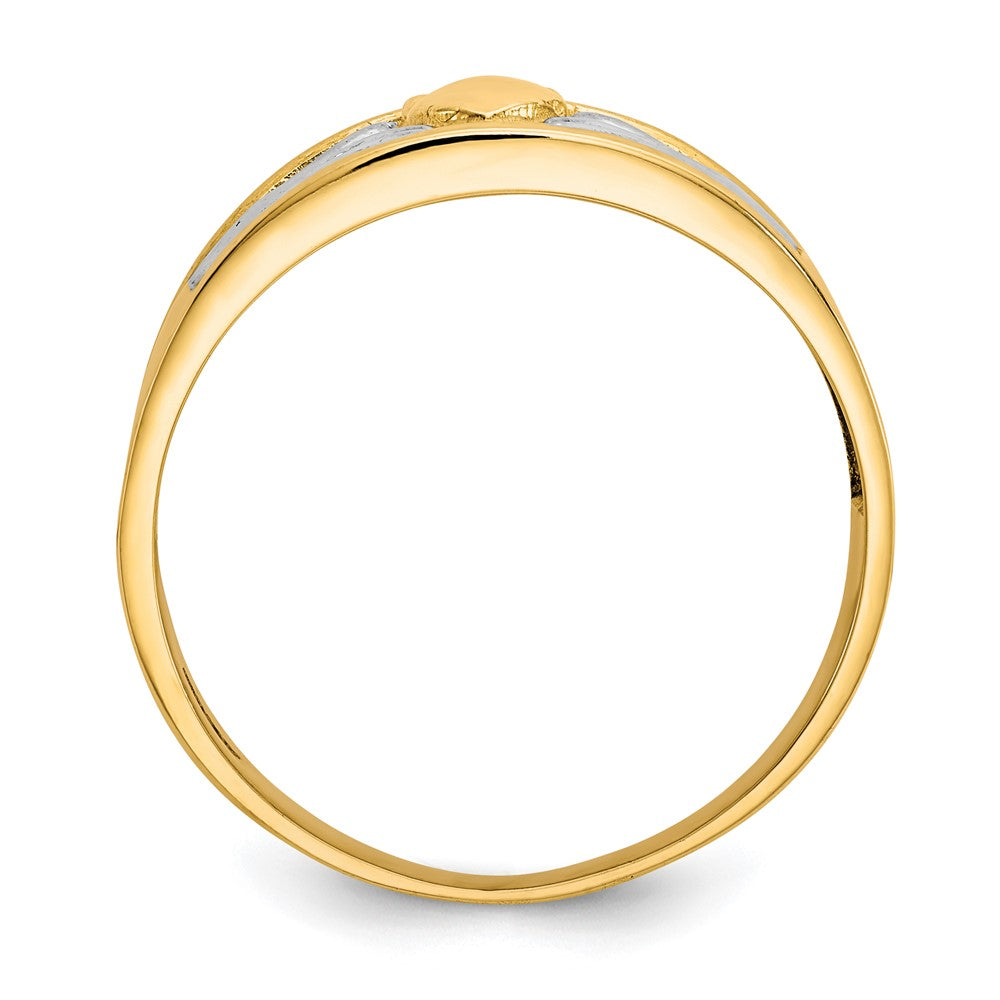 10K Gelbgold & Rhodium Herren-Claddagh-Ring