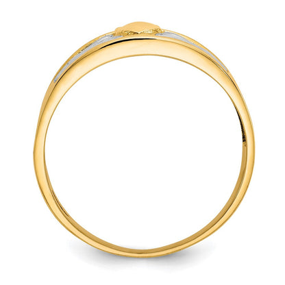 10K Gelbgold & Rhodium Herren-Claddagh-Ring