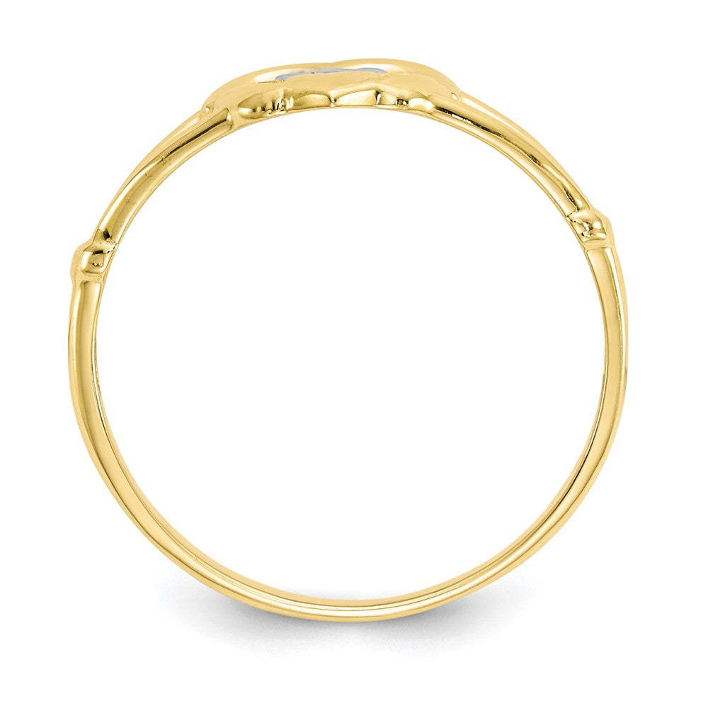10K Gelbgold & Rhodium Damen-Claddagh-Ring