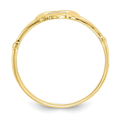 10K Gelbgold & Rhodium Damen-Claddagh-Ring