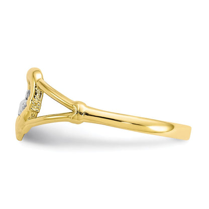 10K Gelbgold & Rhodium Damen-Claddagh-Ring