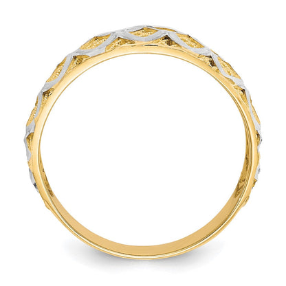 10K Gelbgold mit Rhodium diamantgeschliffener Filigranring