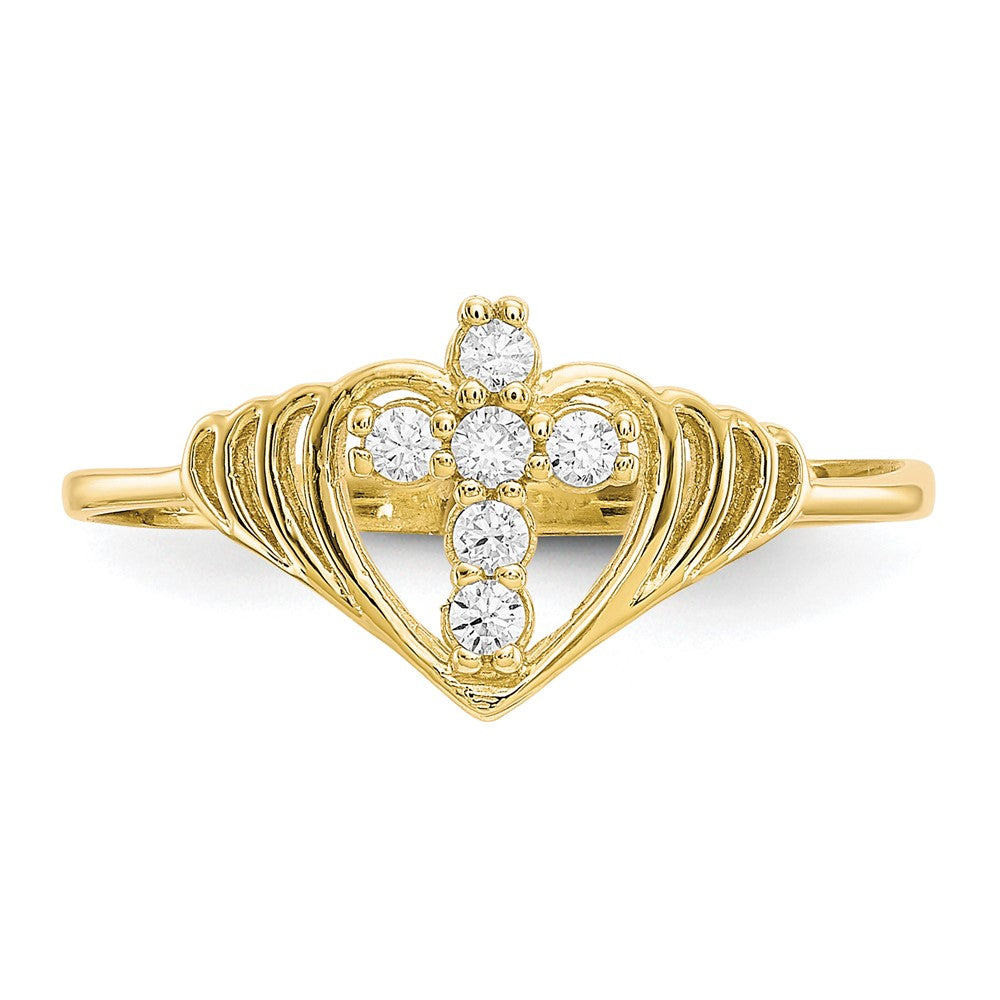 10K Gelbgold Zirkonia Kreuz Ring