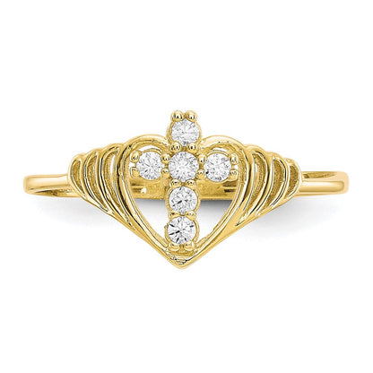 10K Gelbgold Zirkonia Kreuz Ring