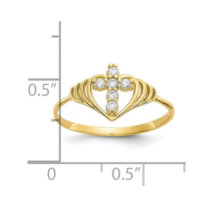 10K Gelbgold Zirkonia Kreuz Ring