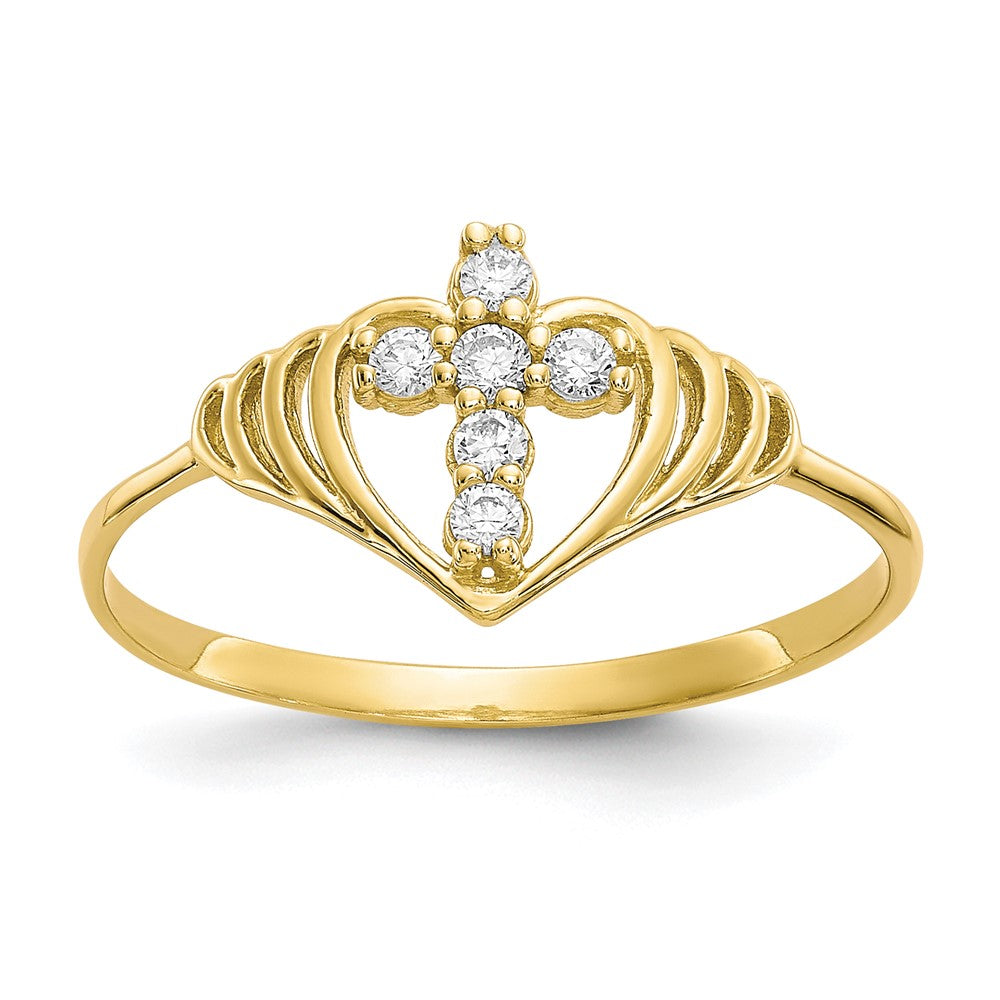 10K Gelbgold Zirkonia Kreuz Ring