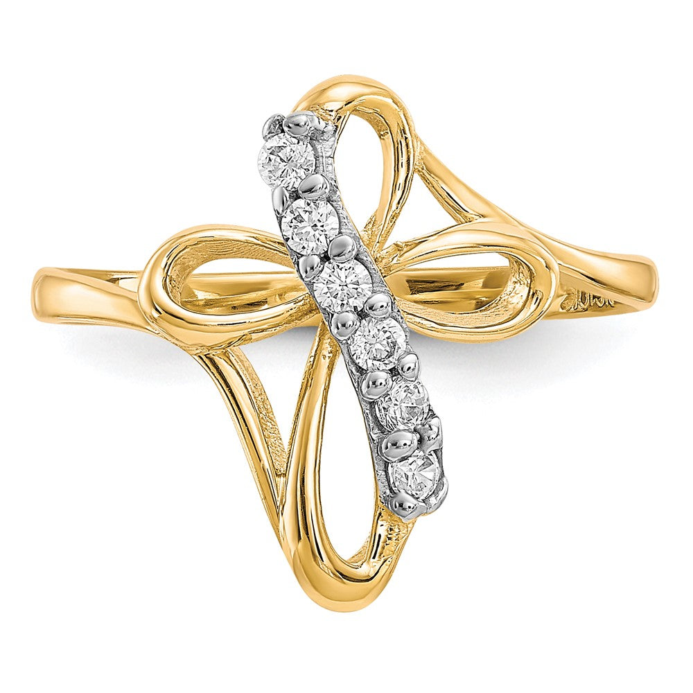 10K Gelbgold Zirkonia Kreuz Ring