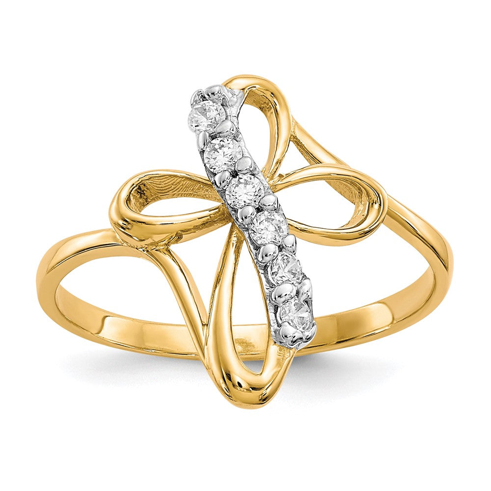 10K Gelbgold Zirkonia Kreuz Ring