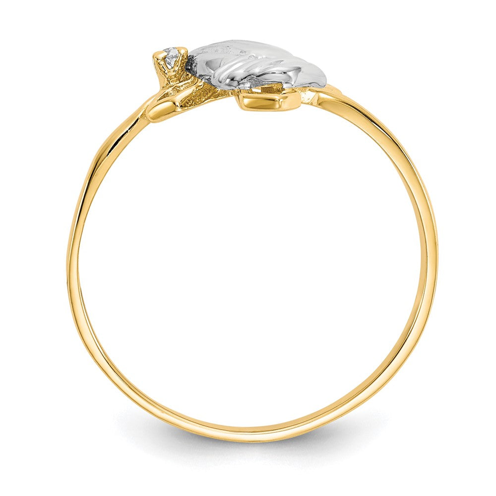 10K Gelb mit Rhodium & Rhodium Betend Hands Zirkonia mit Kreuz Ring