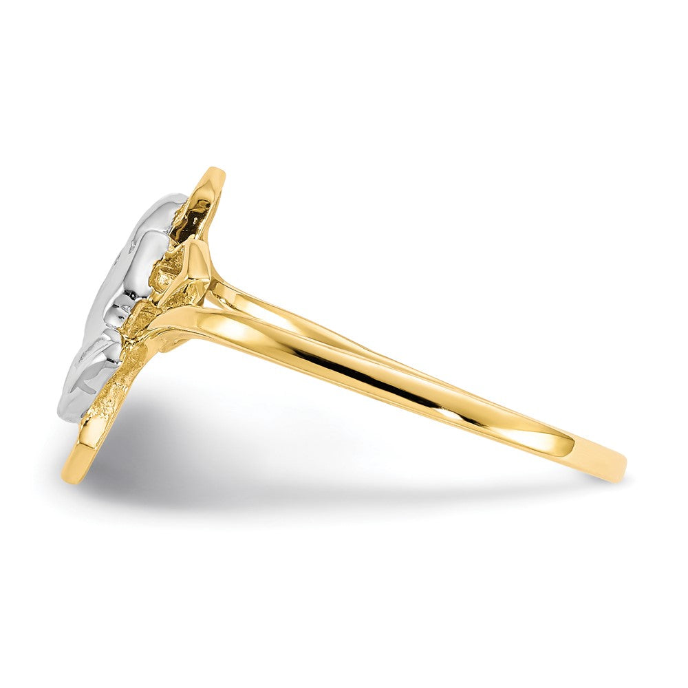 10K Gelb mit Rhodium & Rhodium Betend Hands Zirkonia mit Kreuz Ring