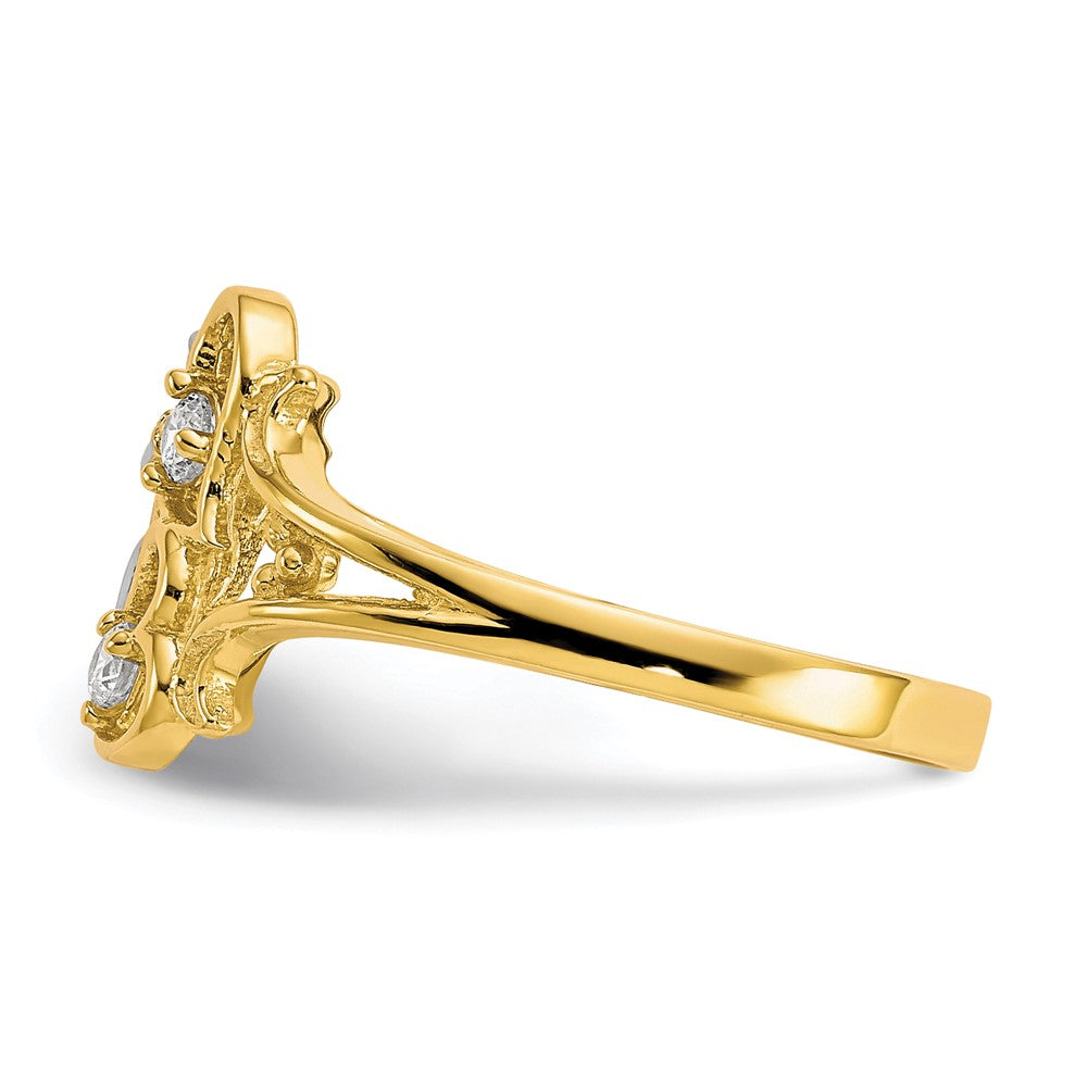 10K Gelb mit Rhodium & Rhodium Zirkonia Engel mit Herzen Ring