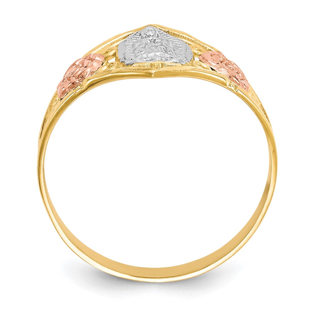 10K Two-Tone Gold & Rhodium Ring mit Unserer Lieben Frau von Guadalupe