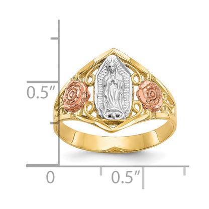 10K Two-Tone Gold & Rhodium Ring mit Unserer Lieben Frau von Guadalupe