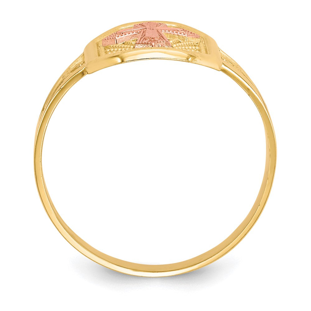 10K Bicolor-Gold Filigran-Kreuzring