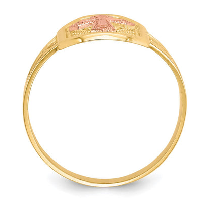 10K Bicolor-Gold Filigran-Kreuzring