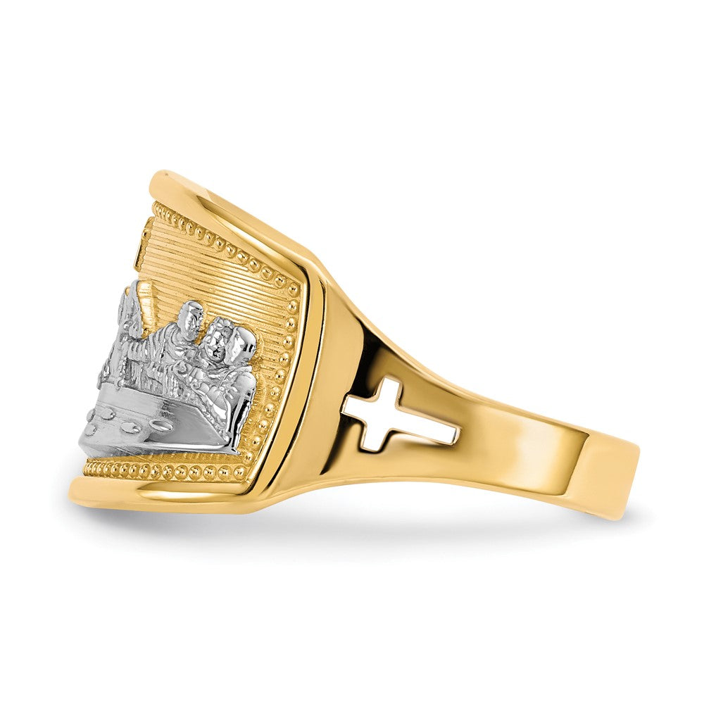 10K Gelbgold & Rhodium Damen-Siegelring „Letztes Abendmahl“