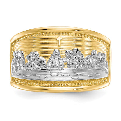 10K Gelbgold & Rhodium Damen-Siegelring „Letztes Abendmahl“