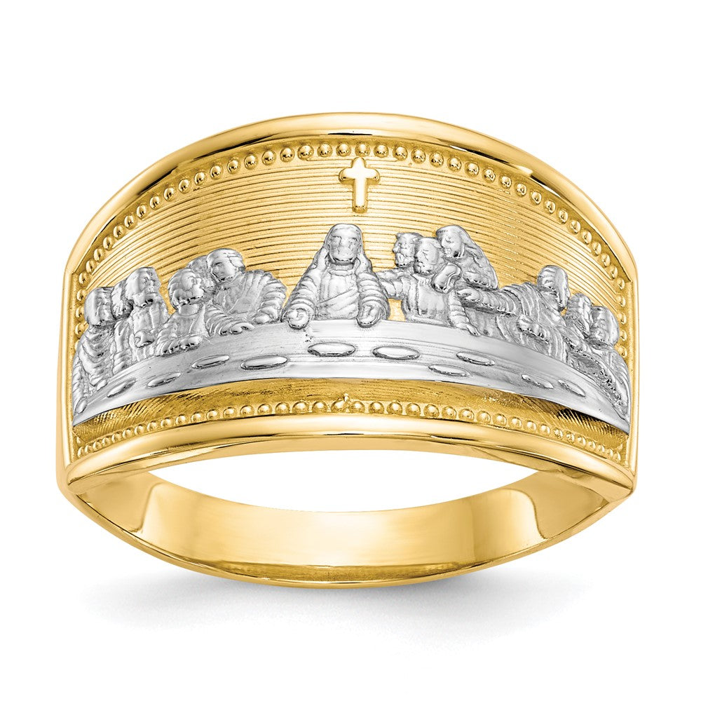 10K Gelbgold & Rhodium Damen-Siegelring „Letztes Abendmahl“