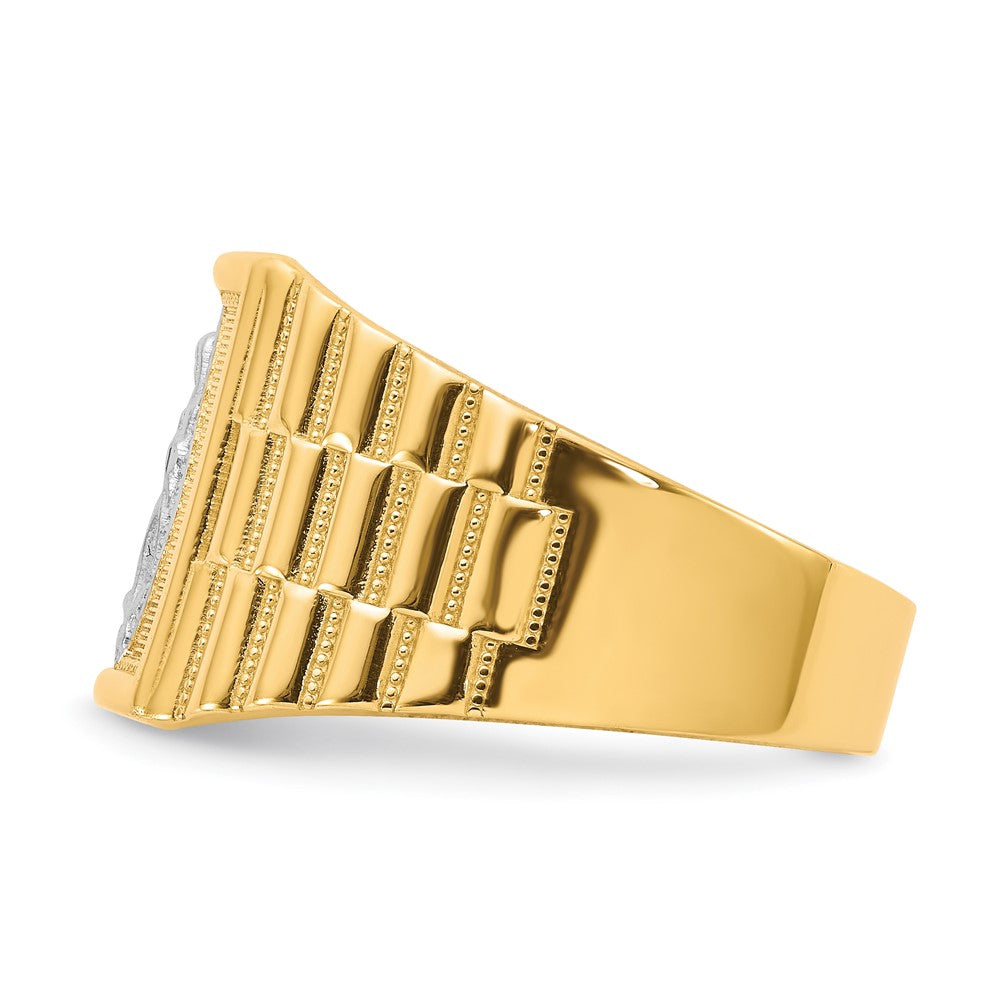10K Gelbgold mit Rhodium Herren-Ring "Unsere Liebe Frau von Guadalupe"