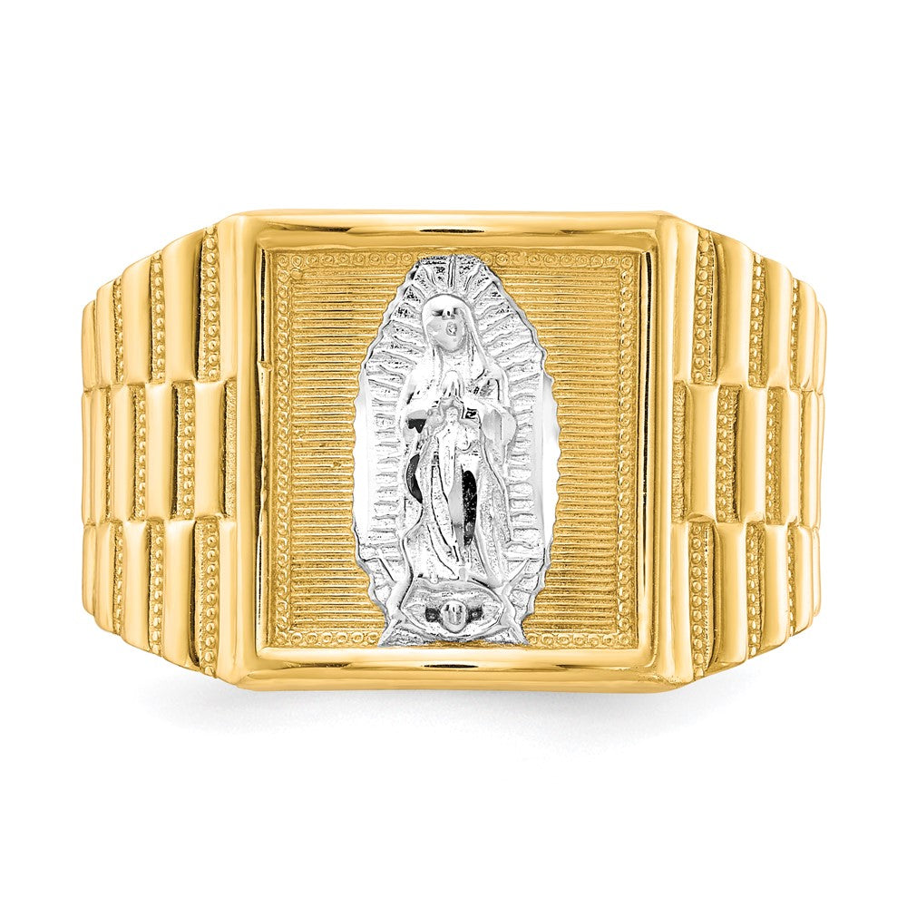 10K Gelbgold mit Rhodium Herren-Ring "Unsere Liebe Frau von Guadalupe"